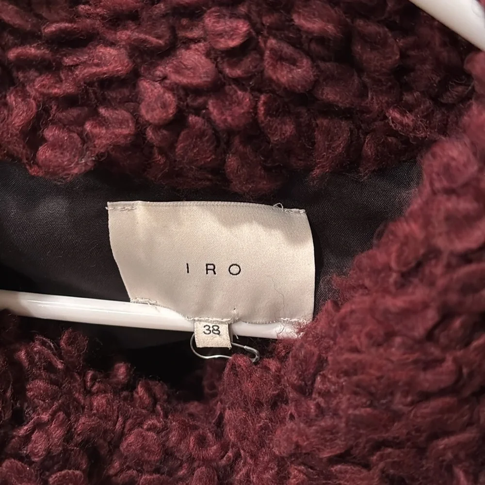 NWOT IRO Cathy woman's maroon fuzzy jacket